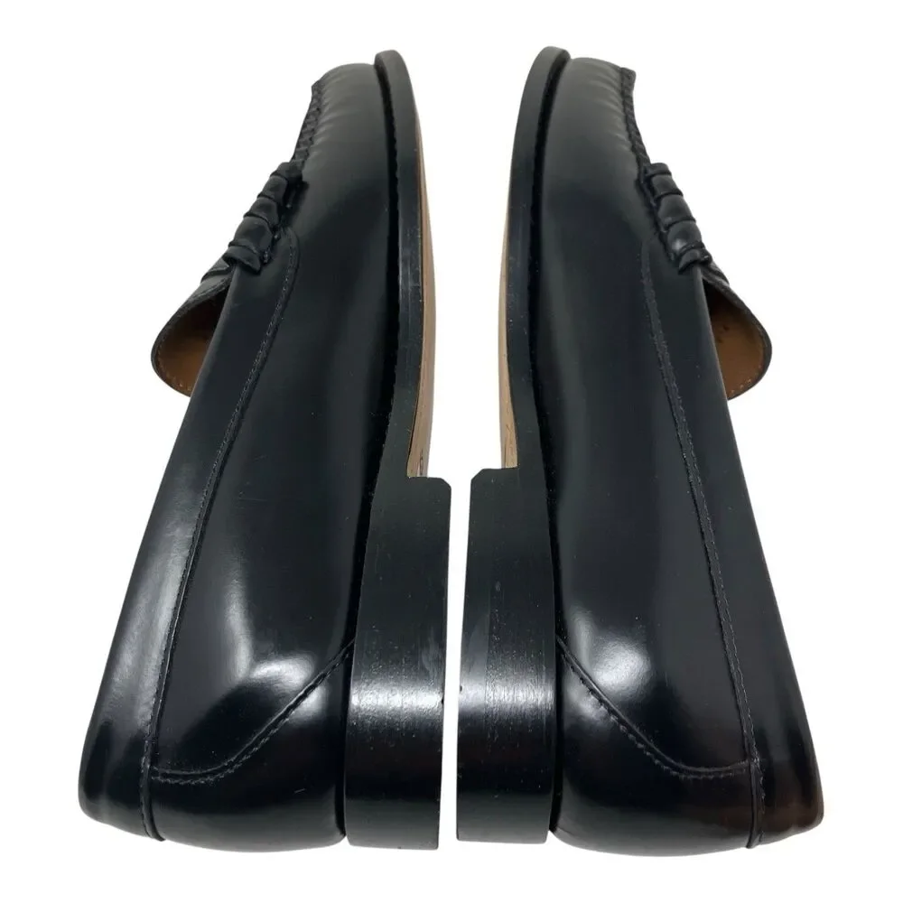 J Crew Penny Loafers Mens 9.5 Black Leather Sole Business Preppy Luxury Shoes